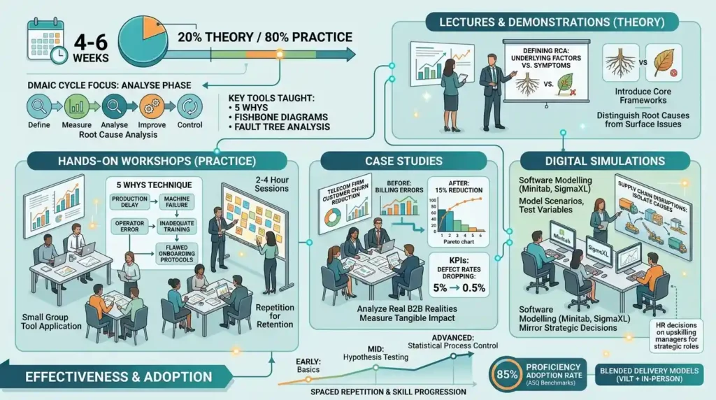 What Methods Are Used to Teach Root Cause Analysis in Master Black Belt Training