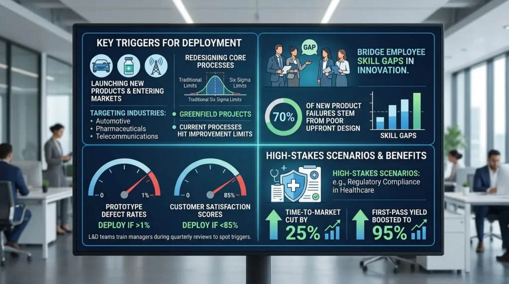 When should organisations deploy Design for Six Sigma?