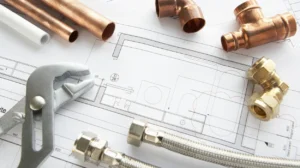 How Are Plumbing Systems Represented and Annotated in AutoCAD Drawings?