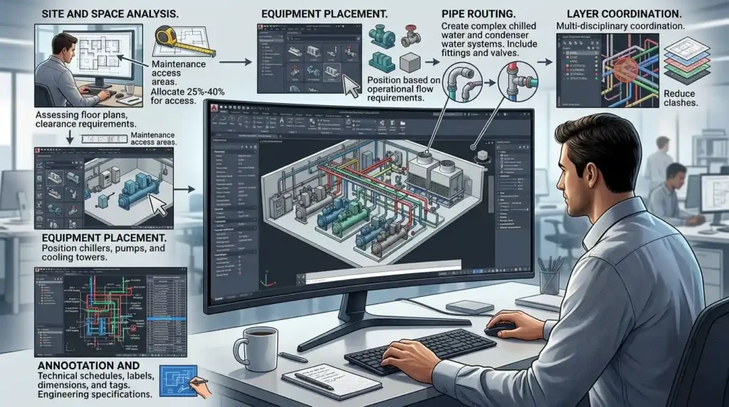 How Does AutoCAD HVAC Handle Chiller Plant Layout Design?