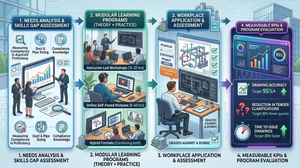 How is AutoCAD HVAC design training structured in corporate environments