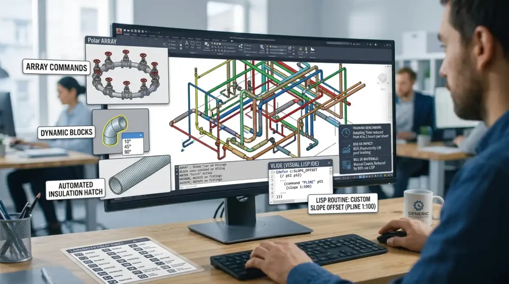 What Commands Automate Repetitive Tasks in Plumbing Isometric Creation?