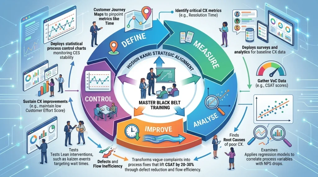 What Key Frameworks Link Lean Six Sigma Processes to CX Metrics