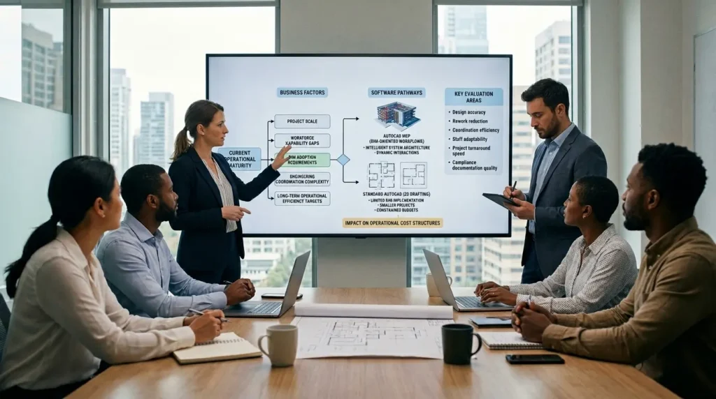 What business factors influence HVAC software training decisions