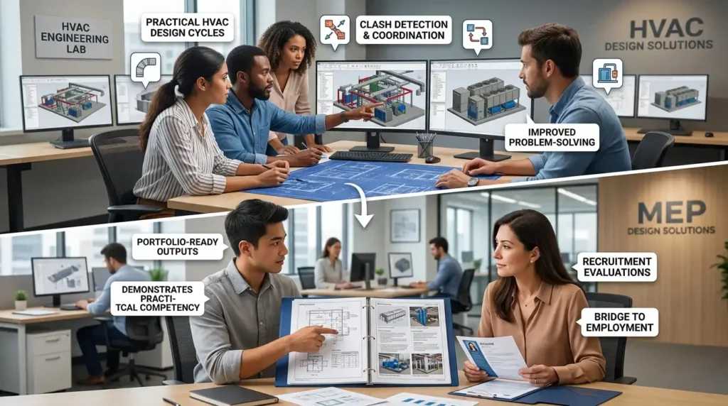 What role does project-based learning play in HVAC job market competitiveness