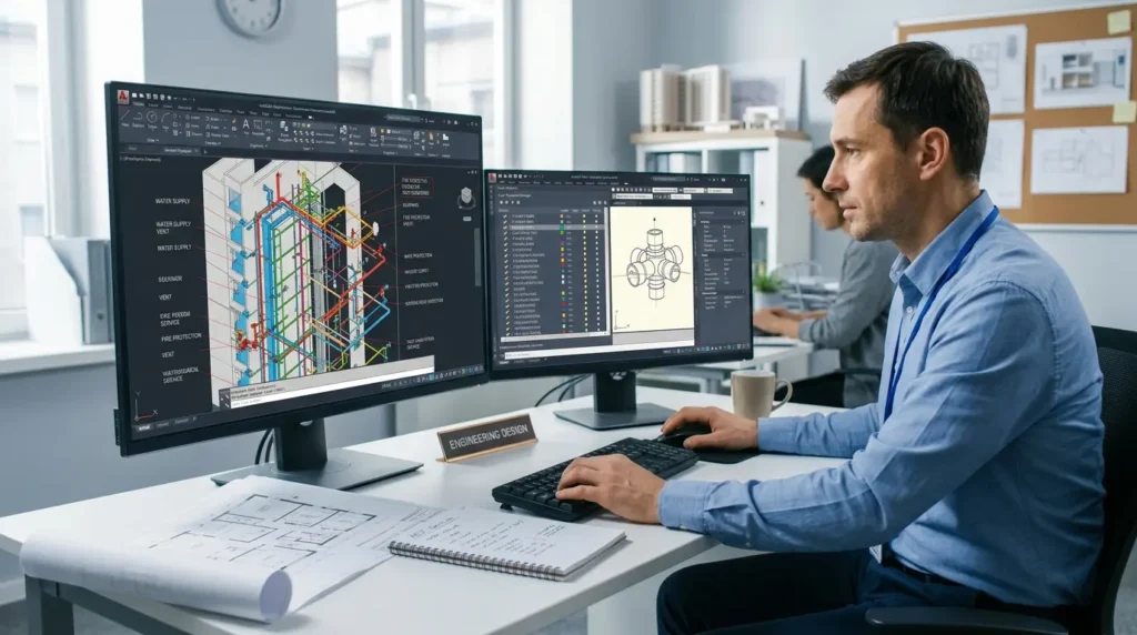Which AutoCAD tools and workflows are taught for riser-diagram production