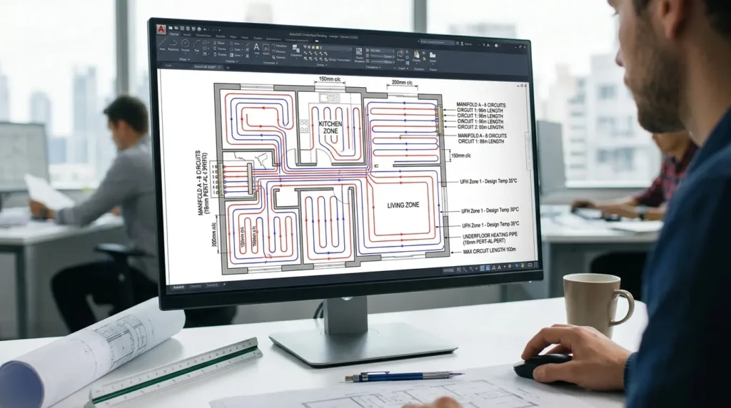 How Does AutoCAD Represent Underfloor Heating Layouts