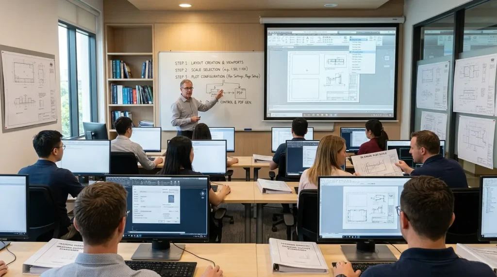 How Is Plotting Layout and Drawing Output Setup Taught in Professional Training