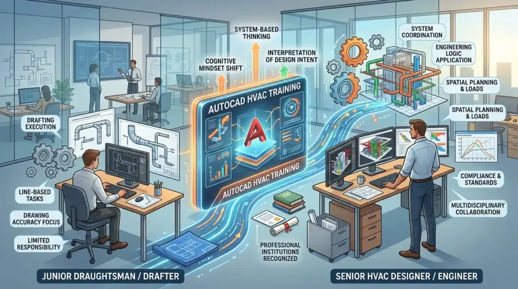 How does AutoCAD HVAC training bridge the gap to senior design roles?