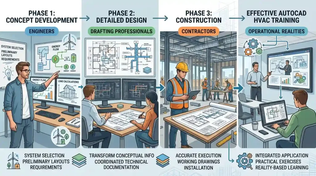 How drawing responsibilities change across project phases