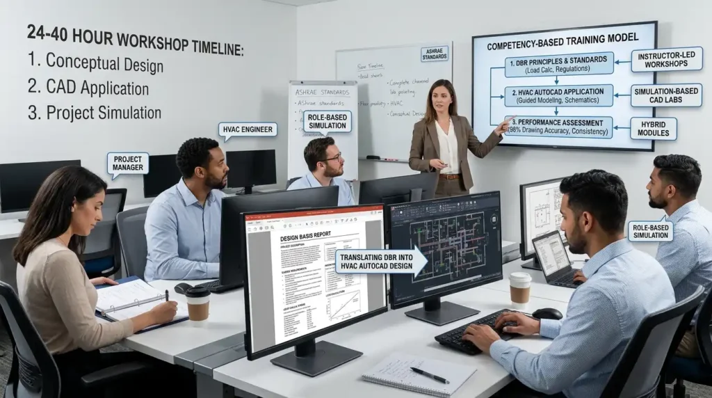 How is Design Basis Report and HVAC AutoCAD training delivered in corporate environments