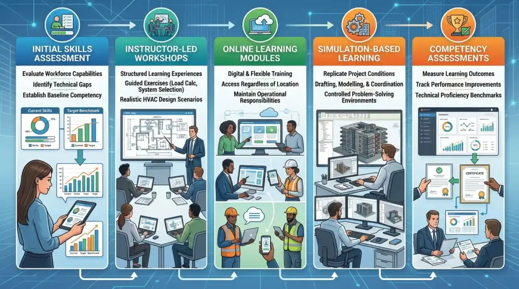How is HVAC software training delivered in corporate environments