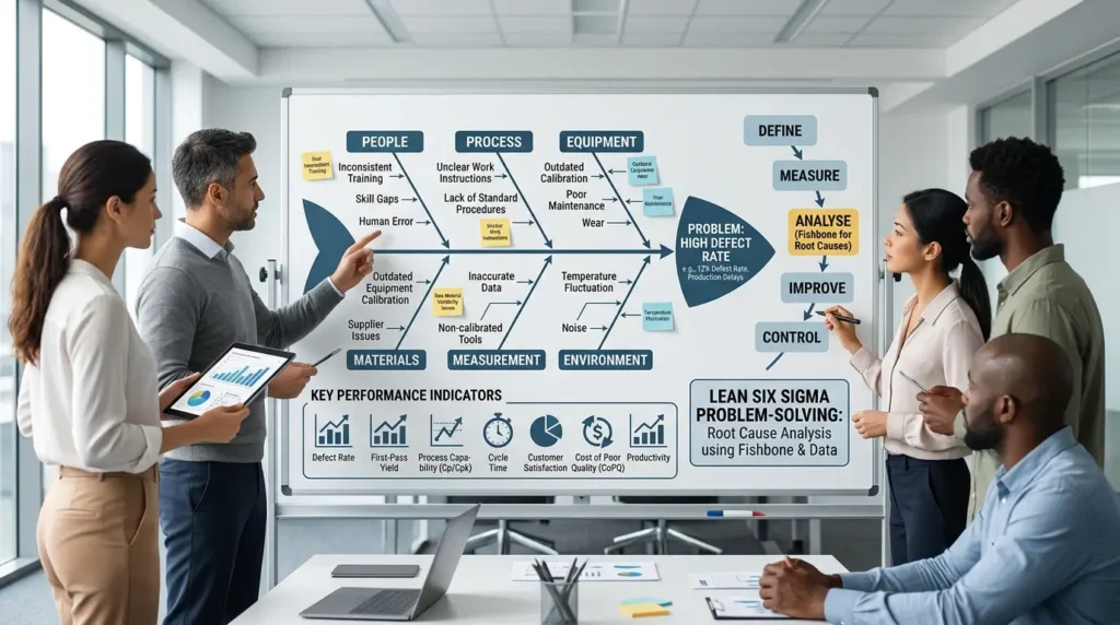 How is a Fishbone Diagram used in Lean Six Sigma projects