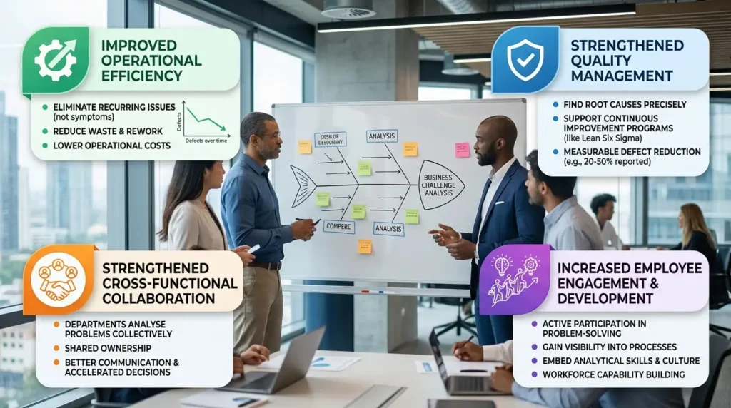 What business benefits do organisations gain from using Fishbone Diagrams