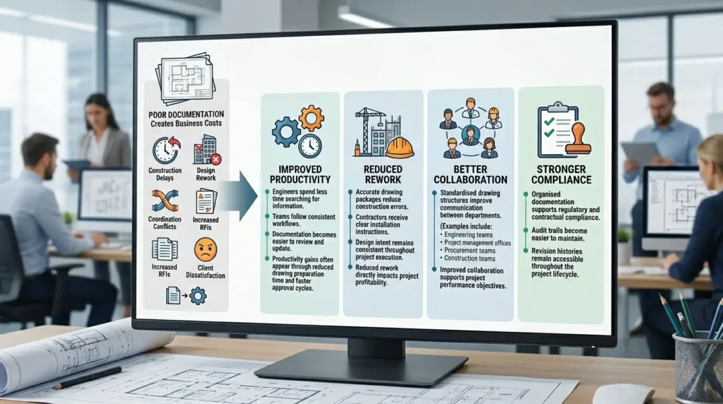 What business benefits result from organised HVAC drawing submissions