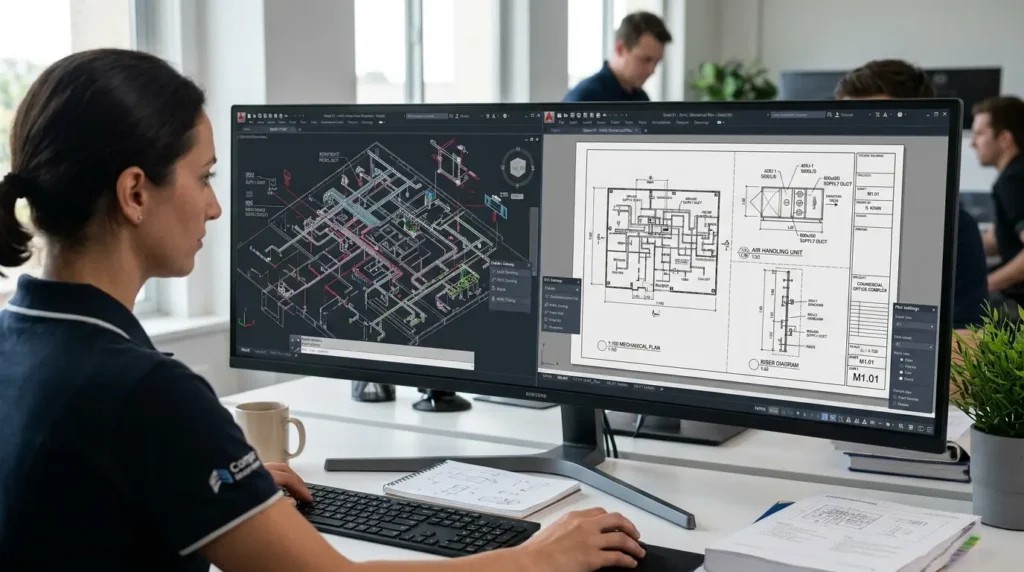 What plotting layout concepts are typically covered during AutoCAD HVAC training
