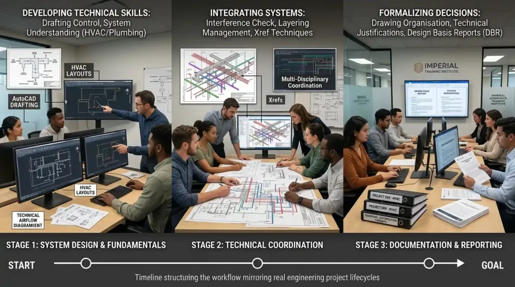Why is this course structured this way for HVAC design basis reporting skills